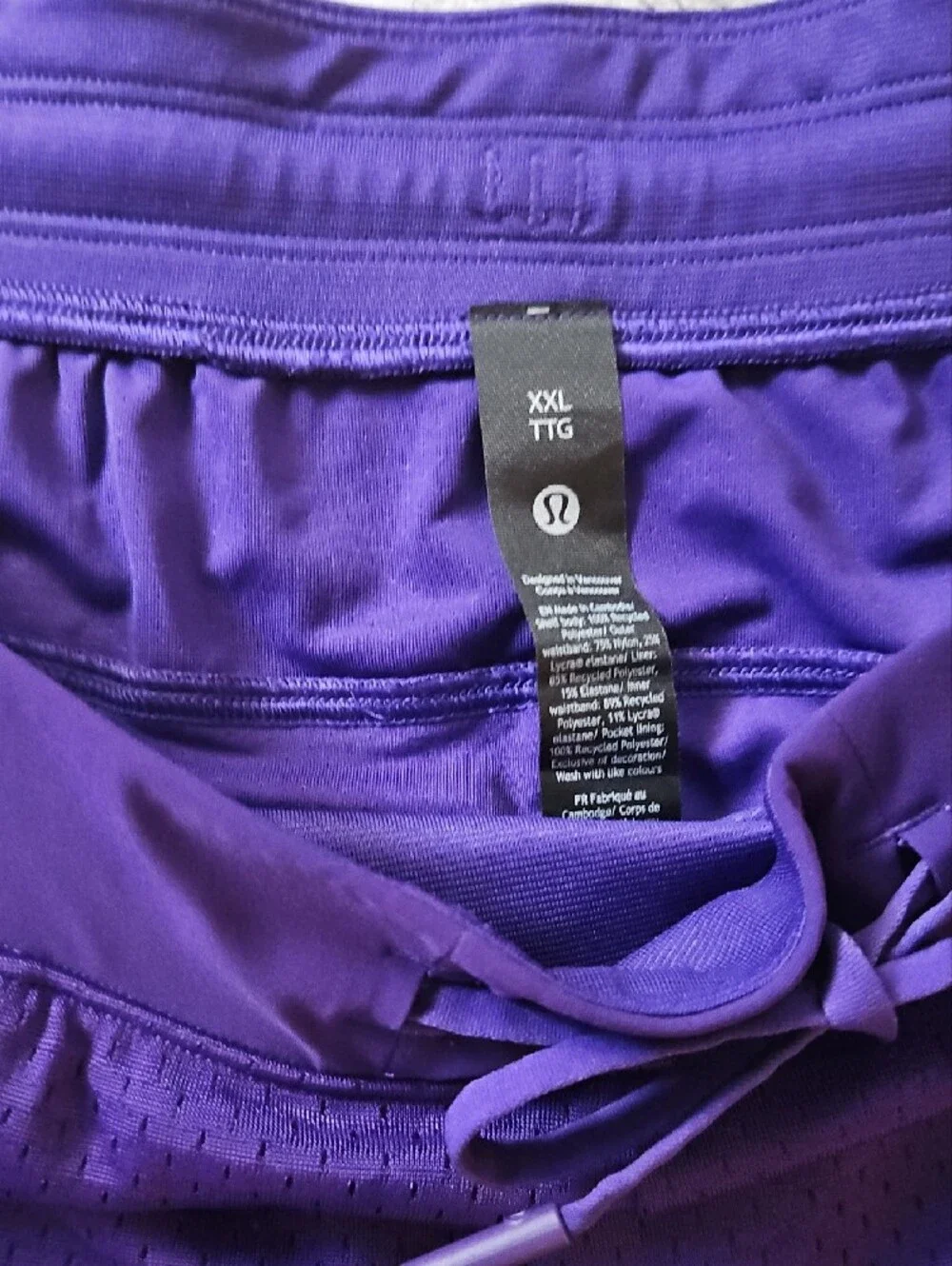 lululemon athletica Men’s Purple Athletic Drawstring Shorts with White Piping